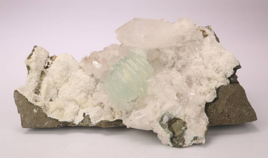 Prehnite, Quartz, Calcite on Matrix, Gobobosebberge Mnt, Namibia