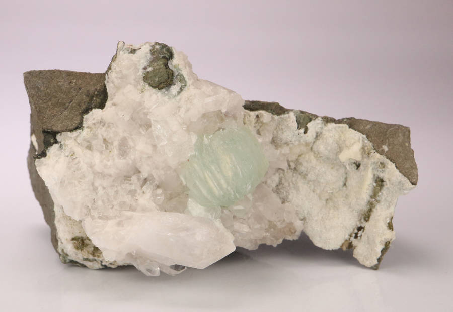 Prehnite, Quartz, Calcite on Matrix, Gobobosebberge Mnt, Namibia