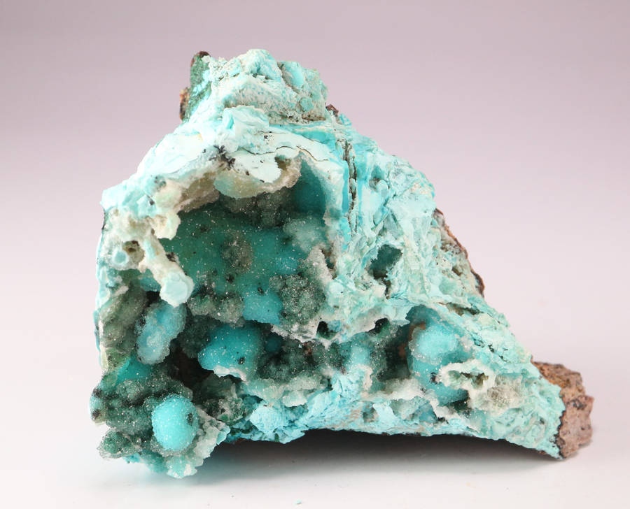 Quartz on Chrysocolla on Matrix, Tenke Fungurume, DR Congo