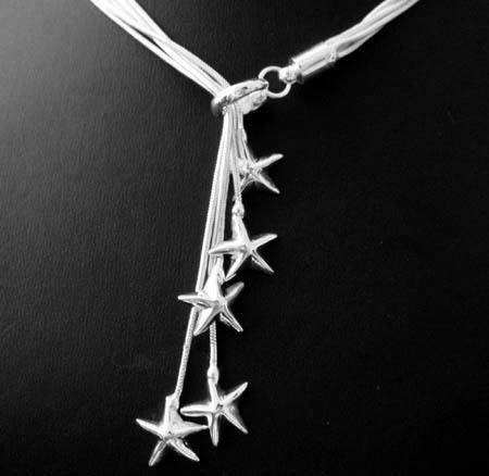 5 Starfish 925 sterling silver necklace