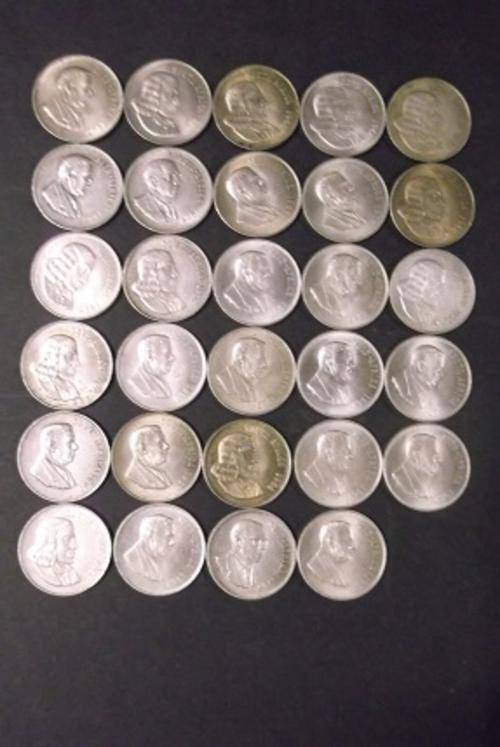 Silver R1 coins. Total 29 coins.