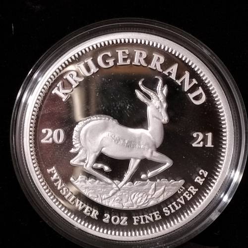 RARE 2021 SILVER KRUGER 2OZ PROOF COIN.