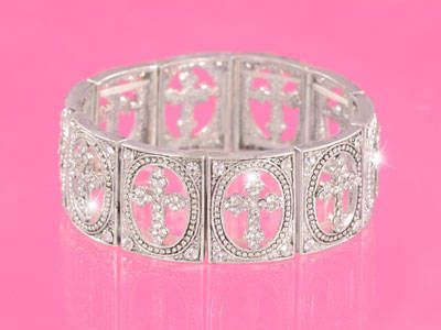 BEUTIFULL  CROSS BRACELET  WITH SWAROVSKI CRYSTALS ............AWESOME 