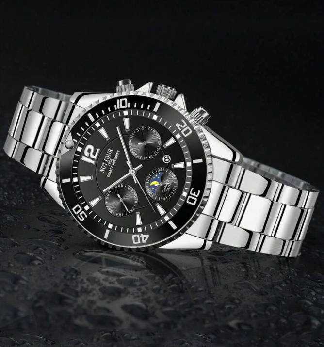 **BARGAIN** Men Silver Stainless Steel Round Dial Watch
