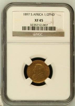 1897 SOUTH AFRICA (ZAR) HALFPOND NGC XF45