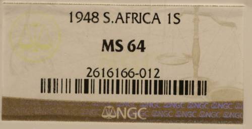 UNION OF SOUTH AFRICA 1948 SHILLING GRADED MS64 BY NGC