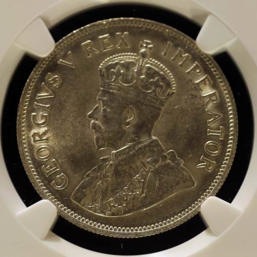 ### NGC TOP POP COIN ### UNION OF SOUTH AFRICA 1924 HALFCROWN GRADED MS64 BY NGC