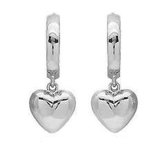 Silver, heart hoop earrings