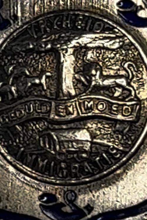 SOUTH AFRICA : Vintage Orangia pin badge - Vryheid-Geduld en Moed Immigratie