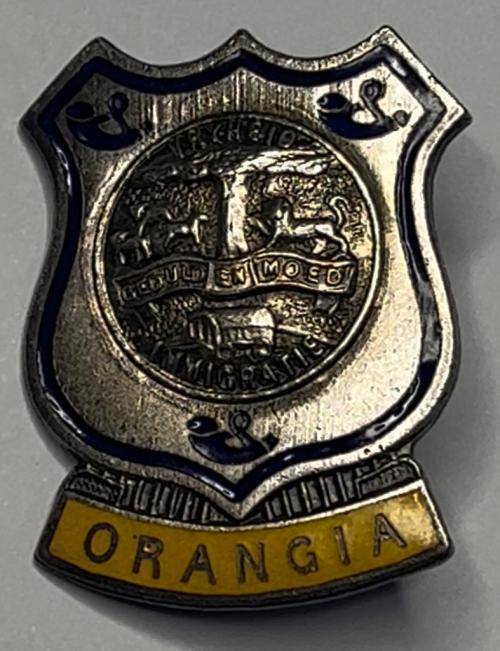 SOUTH AFRICA : Vintage Orangia pin badge - Vryheid-Geduld en Moed Immigratie
