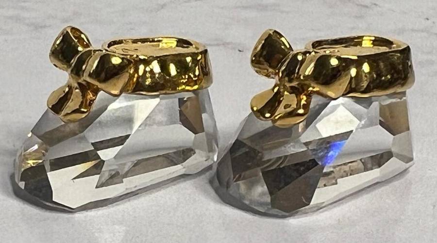 SWAROVSKI CRYSTAL MEMORIES  BABY SHOES GOLD