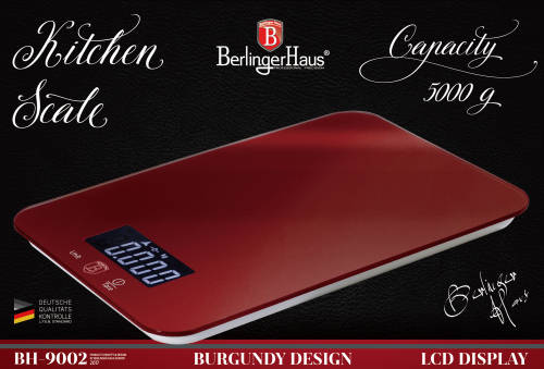 Berlinger Haus Digital 5Kg Kitchen Scale - Burgundy