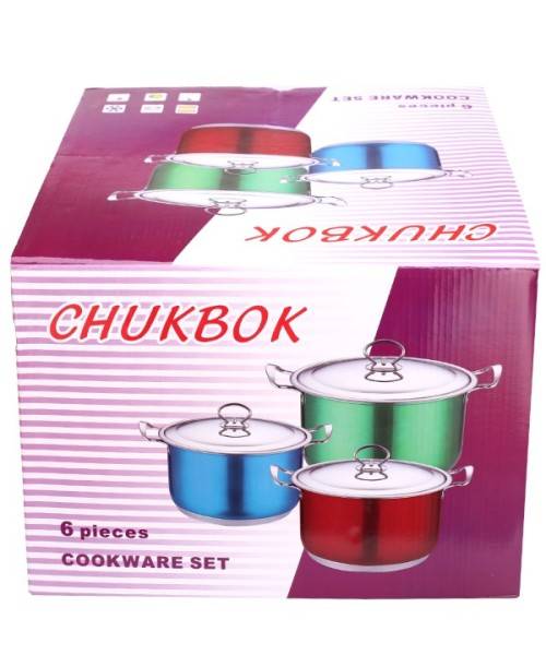 BRAND NEW 6 PIECE STAINLESS STEEL COOKWARE SET IN COLOURS