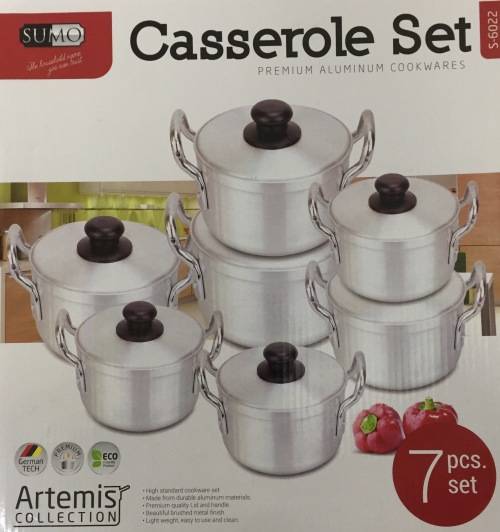 14 Piece High Quality Beautiful Brushed Metal Finish Aluminium Casserole Sets