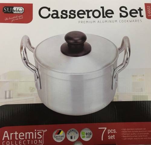 14 Piece High Quality Beautiful Brushed Metal Finish Aluminium Casserole Sets