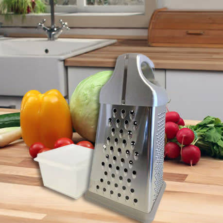 Totally Home 4 Sided Stainless Steel Grater with Storage Container  - Silver
