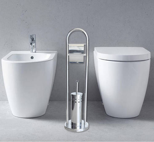 Totally Home Stainless Steel Toilet Brush and Roll Holder Set