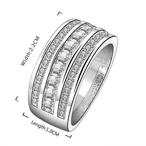 **Exquisite Triple Band of Diamonds White Gold Ring**