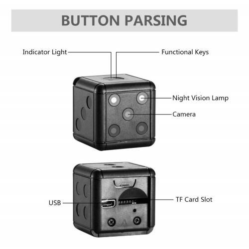 Techme SQ16 1080P HD Spy Camera with Night Vision and Motion Detection - OPEN BOX