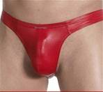 Red Men Faux Leather Underwear G String- Large