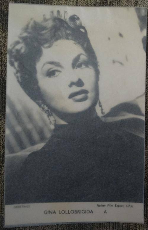 Greetings Card Of Gina Lollabrigida Italian Film Export S.P.A
