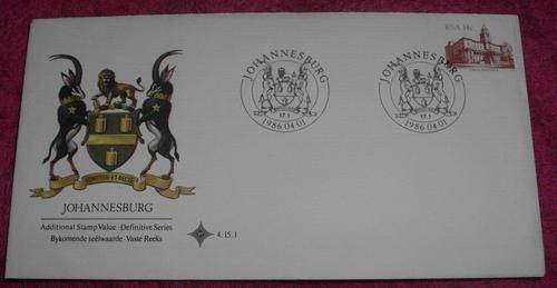 FDC Johannesburg Additional Stamp Value - Definitive Series 1986-04-01