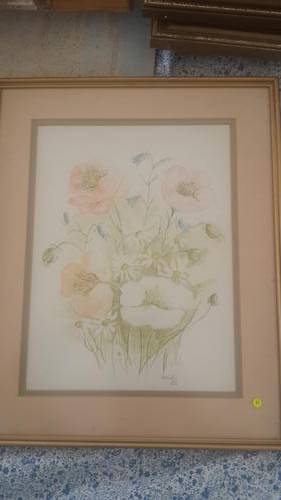 Pink, Blue, Orange & White Flours Behind Glass, Heidi 85' 230x310