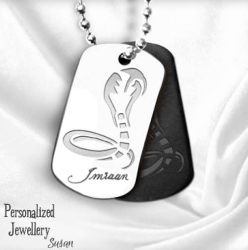 Personalized Stainless Steel Dog Tag with Plated Chain: Cobra