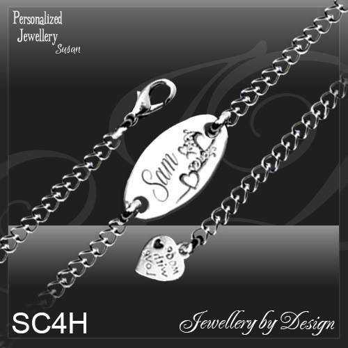 Personalized Stainless Steel Chain Bracelet: Heart Design