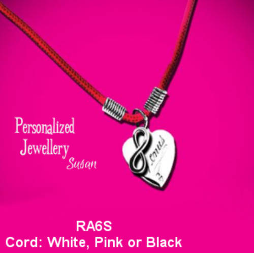 Personalized Small Victorian Heart Pendant with Infinity Symbol on a  Cord Necklace