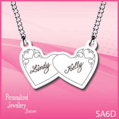 Personalized Stainless Steel Two Hearts Pendant