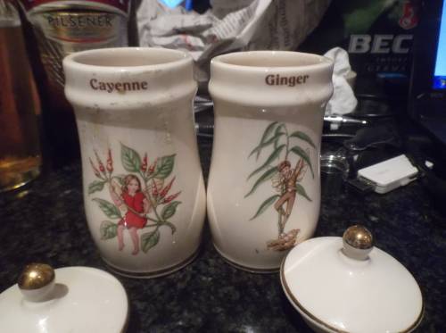 The Flower Fairy. Spice Jars. Ginger and Cayenna.