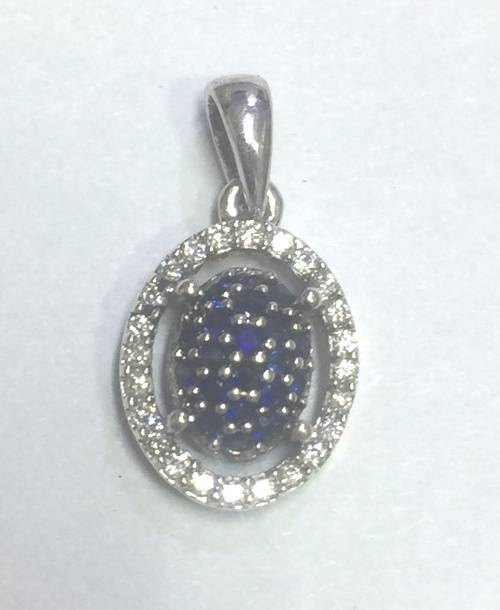 Blue sapphire and diamond pendant