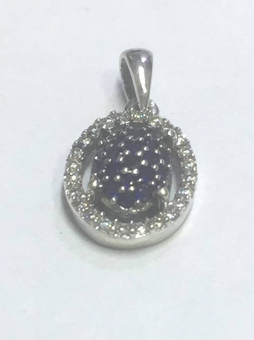 Blue sapphire and diamond pendant