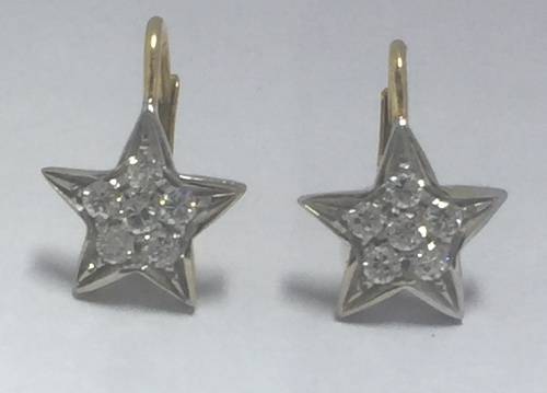 Leverback Diamond Star  Earrings