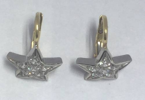 Leverback Diamond Star  Earrings