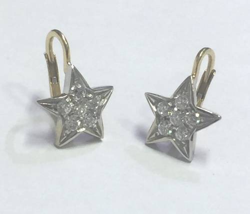 Leverback Diamond Star  Earrings