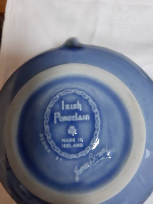 Porcelain milk jug, sugar bowl and cereal bowl - made in Ireland