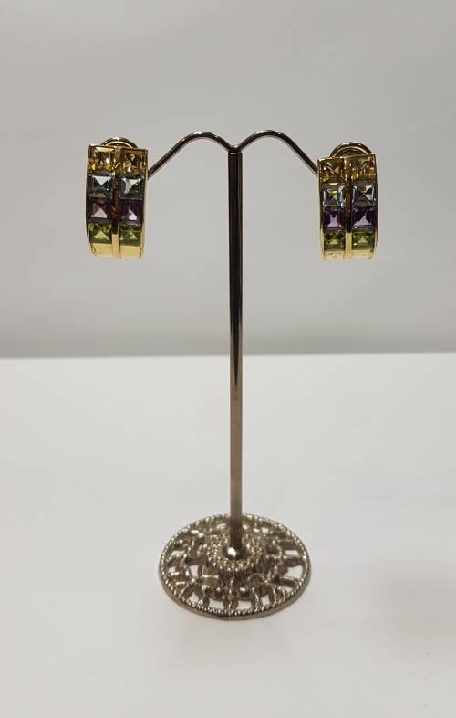 18ct (47.7 grams) Yellow gold and semi precious stones necklace & earring set