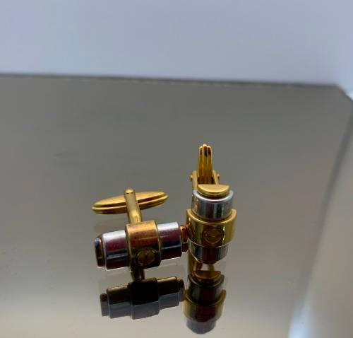 Stainless steel, gold coloured cufflinks