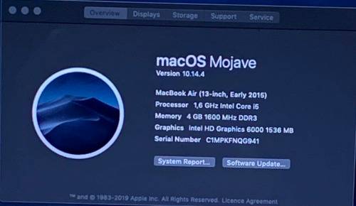 MacBook Air 13 Inch  (Model A1466, EMC 2925) Early 2015