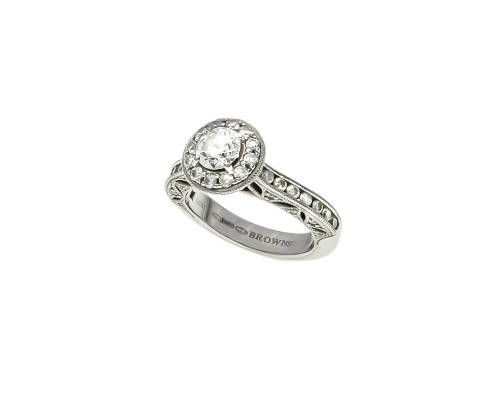 6.3 grams 18 carat White and Yellow Gold Browns Vintage Diamond Ring - with certification