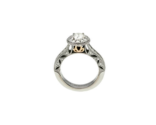 6.3 grams 18 carat White and Yellow Gold Browns Vintage Diamond Ring - with certification