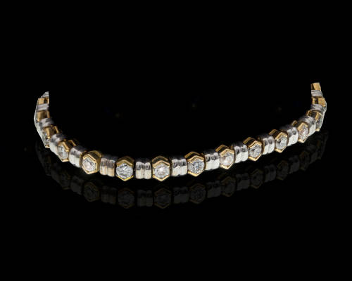 15 grams 18 carat Two Tone (White and Yellow Gold) Diamond Tennis Bracelet