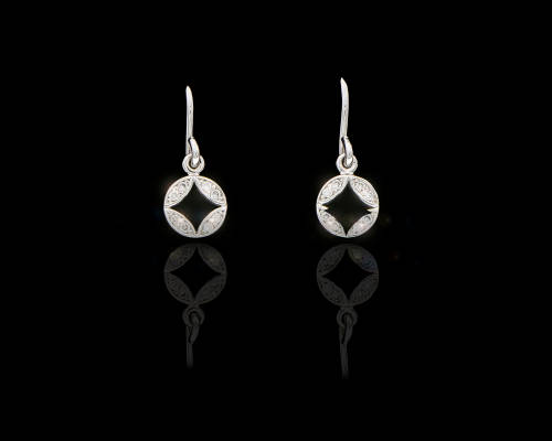 1.2 grams 18 carat White Gold Diamond Hook-in Earrings