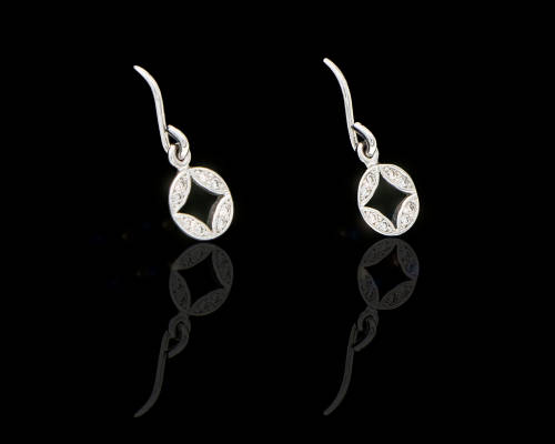 1.2 grams 18 carat White Gold Diamond Hook-in Earrings