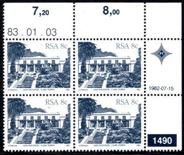 South Africa - 1983 Definitive Architecture 8c Reprint 1490 83.01.03 Control Block SACC 522b
