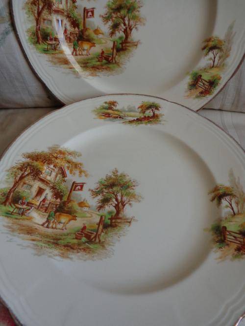 6 X ALFRED MEAKIN PORCELIN DINNER PLATES,,250MM  THE INN