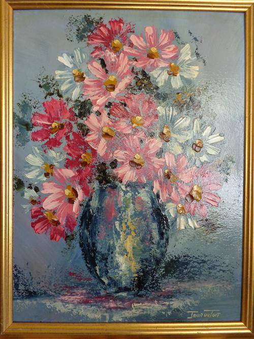 JANA DU TOIT BLOMME IN PALLETTE WERK 475 X 375 GERAAM .lees aan