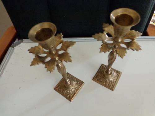 SOLID BRASS CANDLE-HOLDERS SEE SCANS